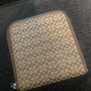 Coach Brown and Tan Patterned CD organizer - pre owned